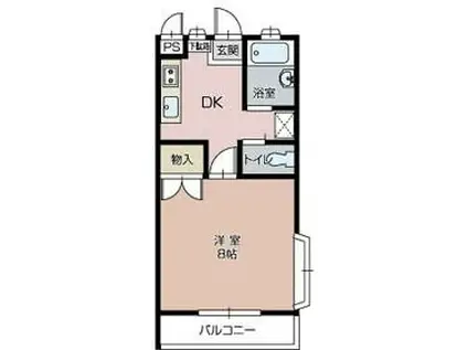 ロイヤルベル B(1DK/2階)の間取り写真