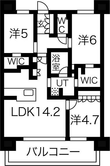 クリオ金山ブライトマークス(3LDK/5階)の間取り写真