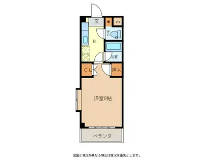 グランシティー駒場S棟(1K/2階)の間取り写真