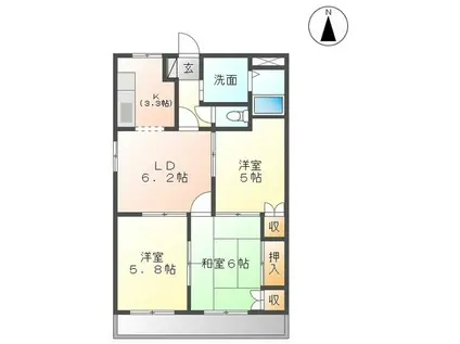 イーストピア(3LDK/1階)の間取り写真