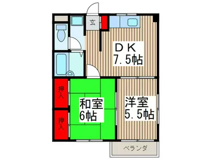 エステートYAMAZAKI(2DK/1階)の間取り写真