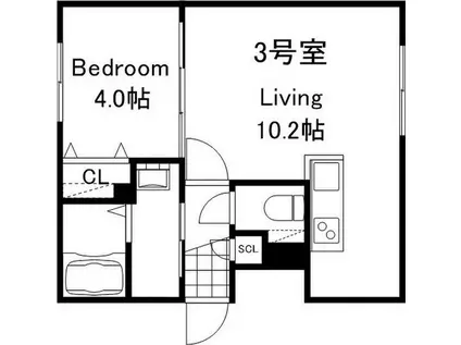 COCO中の島(1LDK/4階)の間取り写真
