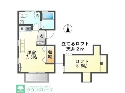 丸山メゾン(ワンルーム/2階)の間取り写真