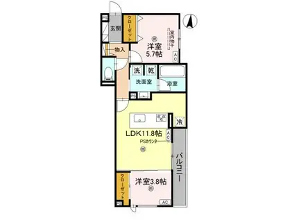 クラシスト三津屋南(2LDK/3階)の間取り写真