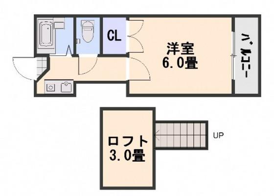 オレンジハウス坪井(1K/2階)の間取り写真
