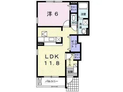 タルガC(1LDK/1階)の間取り写真