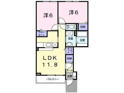 グラース(2LDK/1階)の間取り写真