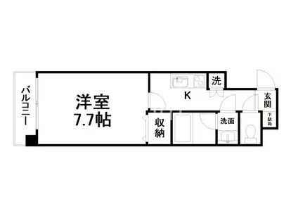 ORCHID COURT四条大宮(1K/7階)の間取り写真