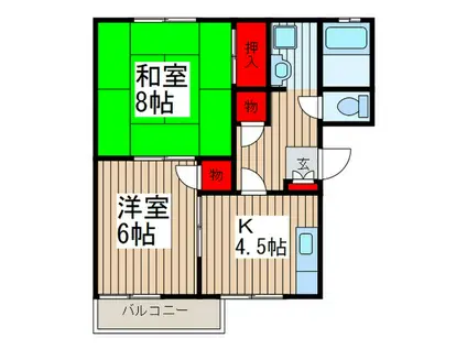 エヴァーグリーン(2K/1階)の間取り写真