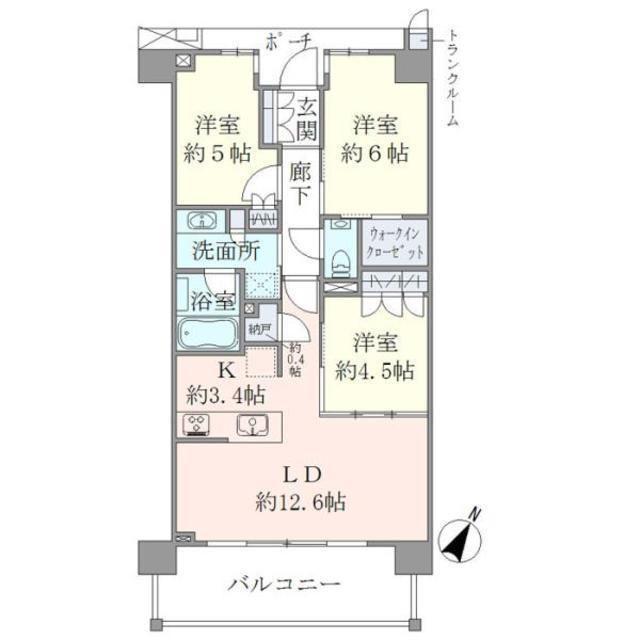 BRILLIA仙川THERESIDENCE(3LDK/2階)の間取り写真