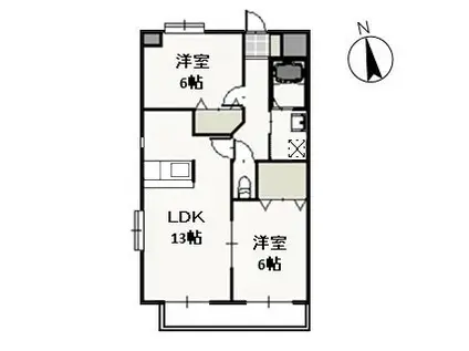プレジール奥田(2LDK/2階)の間取り写真