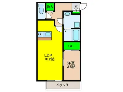 PREVOYANCE堤(1LDK/1階)の間取り写真
