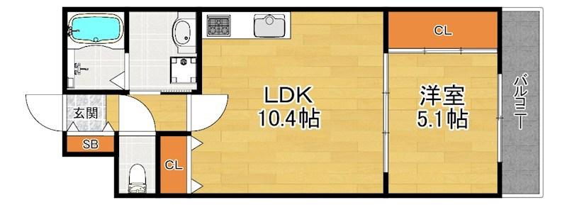 テレザート東船橋(1LDK/1階)の間取り写真