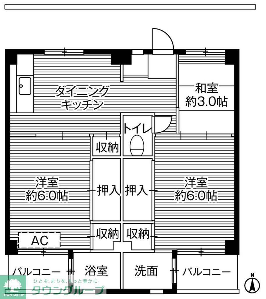 ビレッジハウス寺尾2号棟(3DK/3階)の間取り写真