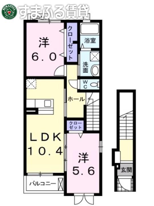 コルソプレッソ(2LDK/2階)の間取り写真