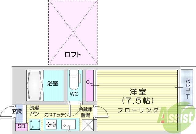 ウィンミルNO6(1K/2階)の間取り写真
