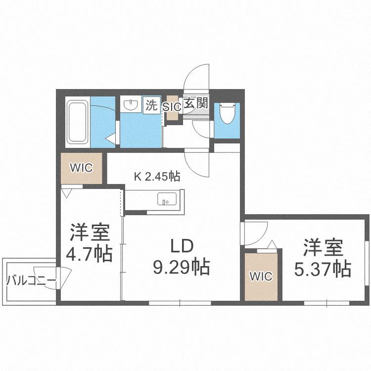 SーRESIDENCE琴似4条(2LDK/4階)の間取り写真