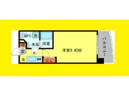 SERENITE天六西(1K/4階)の間取り写真