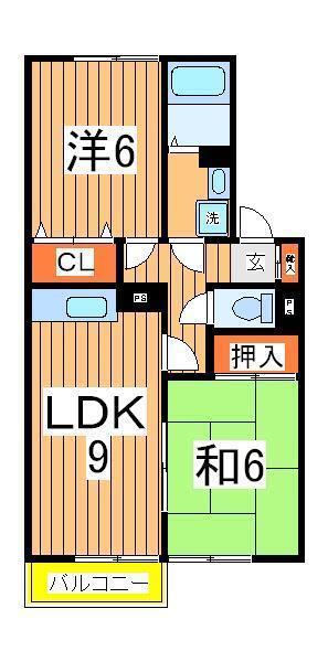 インペリアルヒルズⅡ(2LDK/1階)の間取り写真