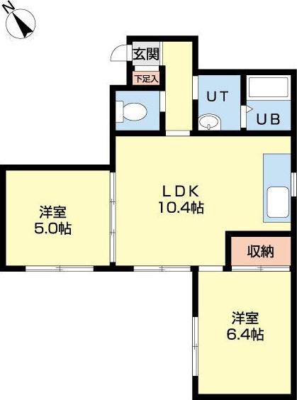 ΑNEXT札幌第15(2LDK/4階)の間取り写真