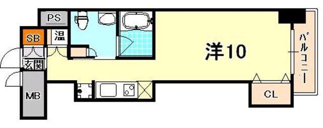 レジディア神戸磯上(ワンルーム/4階)の間取り写真