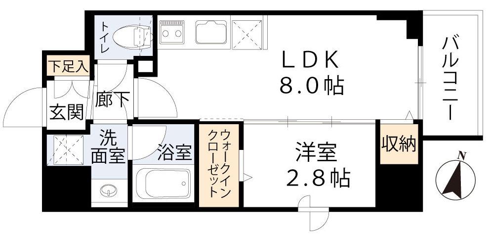 シーズンフラッツ梅田ノース(1LDK/12階)の間取り写真