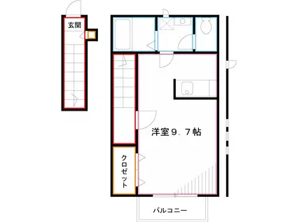 リヴュール(ワンルーム/2階)の間取り写真