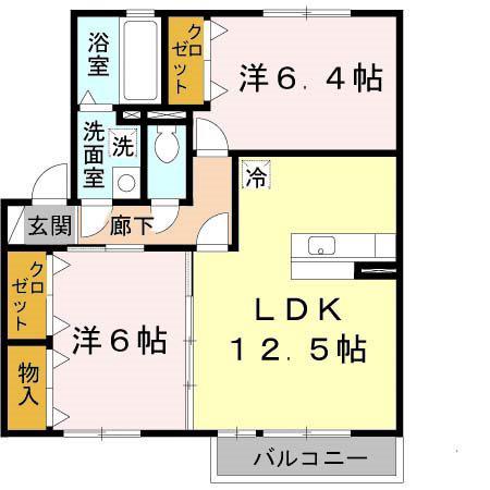 サンセールS(2LDK/2階)の間取り写真
