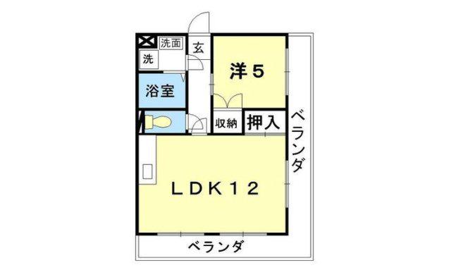 スカイプラザ焼津(1LDK/2階)の間取り写真