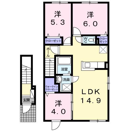クレイトン サンシャイン(3LDK/2階)の間取り写真