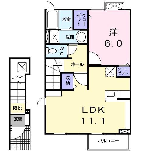 デイジー(1LDK/2階)の間取り写真
