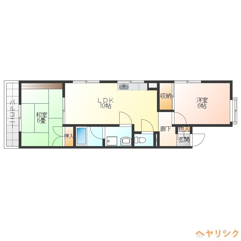 第2シャトープレドパーク(2LDK/3階)の間取り写真