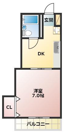 タウンプラザ東(1DK/3階)の間取り写真