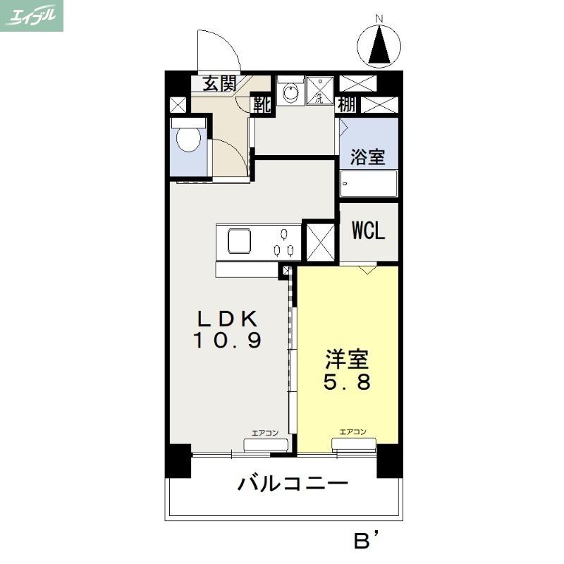 アリビオ高柳(1LDK/4階)の間取り写真