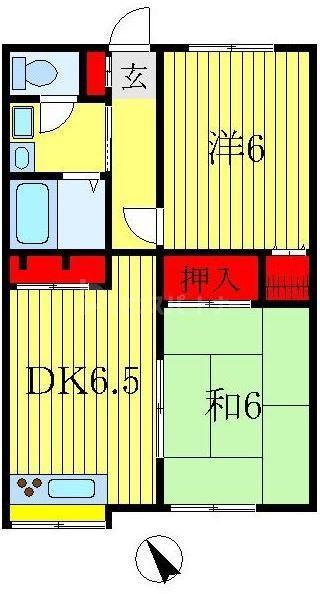ヒルトップ(2DK/2階)の間取り写真