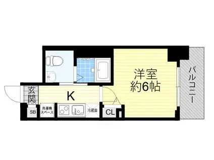 エステムプラザ難波ウエストⅡプレディア(1K/4階)の間取り写真