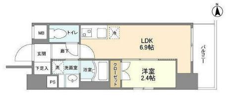リアンシエルブルー田端(1DK/2階)の間取り写真