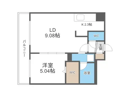 GRAN DUKE八軒(1LDK/4階)の間取り写真