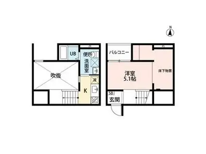 REFINED TASTE三吉(ワンルーム/1階)の間取り写真