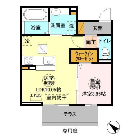 エトワール青木(1LDK/1階)の間取り写真