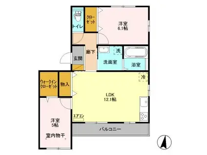 PIAZZA津田沼(2LDK/3階)の間取り写真