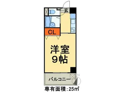 第1花園ビル(1K/9階)の間取り写真