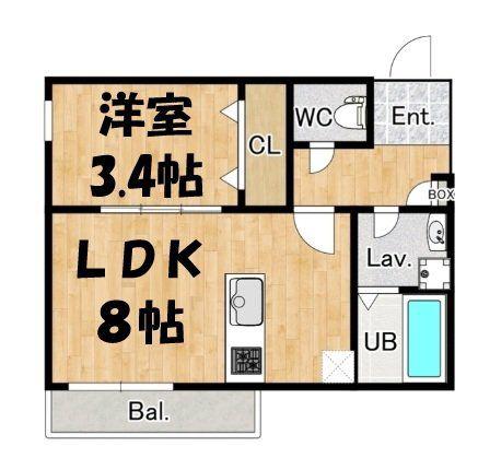 ジーメゾン東岩槻フェリシア(1LDK/2階)の間取り写真