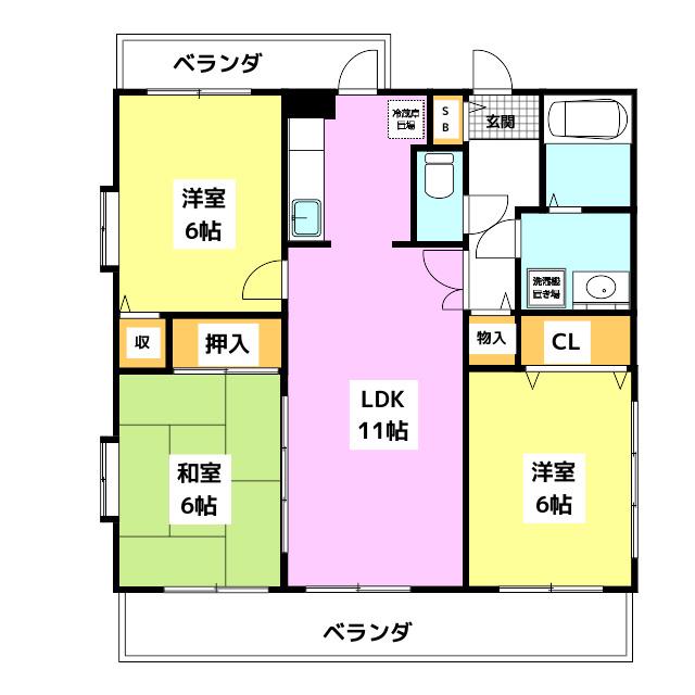 コンフォート博多南(3LDK/1階)の間取り写真