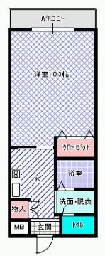 リューズ発春(1K/2階)の間取り写真