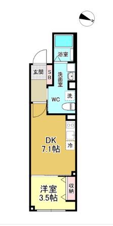 シャインパーク錦糸町(1DK/5階)の間取り写真