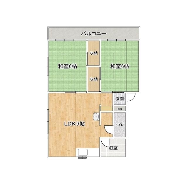 南栄第5パレス(2LDK/3階)の間取り写真