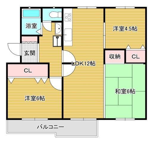 金剛第2145棟(2LDK/4階)の間取り写真