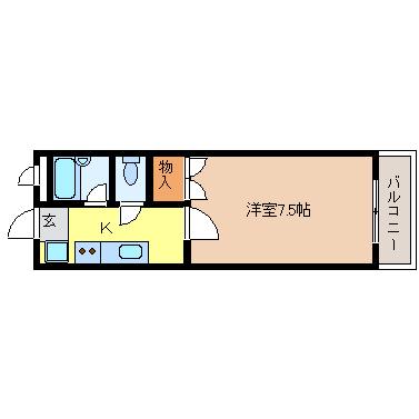 ケイオーハイツ(1K/2階)の間取り写真
