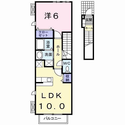 サンライズ憩 I(1LDK/2階)の間取り写真